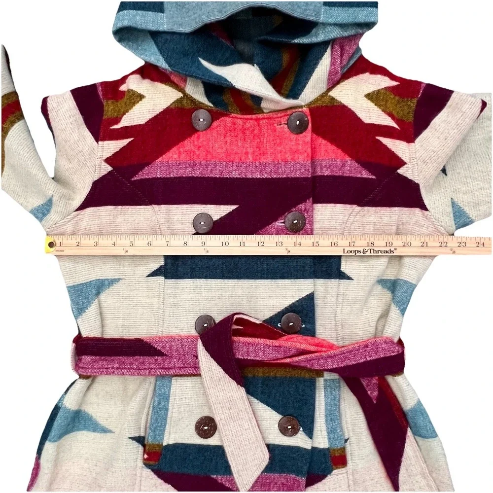 NTVES Jacket Geometric L Alpaca‎ Southwest Aztec Patchwork Ecuador Handmade Wool